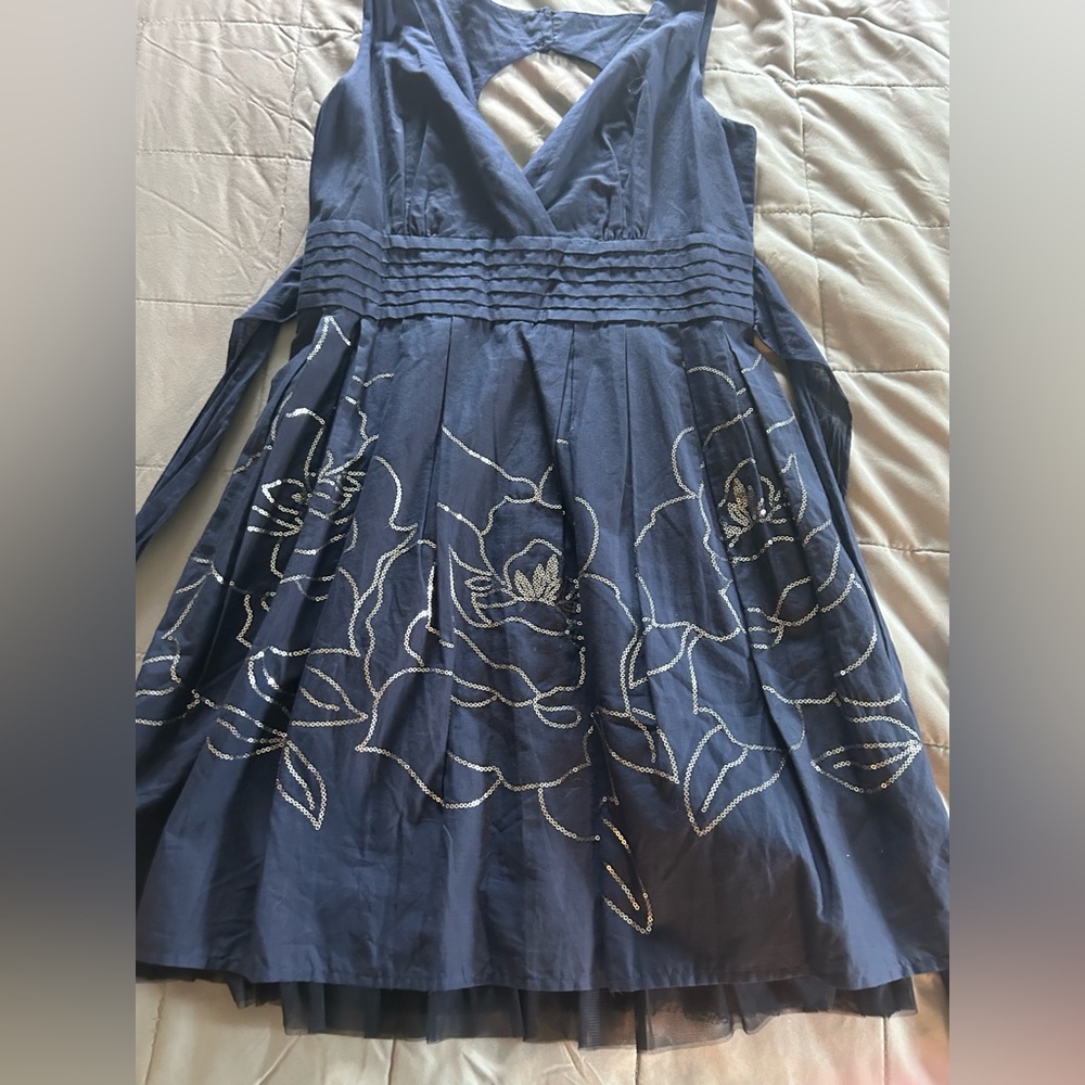 Johnny Martin Navy Kids Dress with Silver Embroidery
